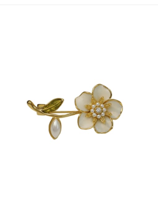 18K gold [brooch] Brass Enamel Flower Minimalist Brooch